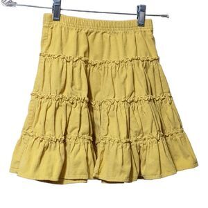 Hanna Andersson 100% cotton tiered ruffled yellow skirt girls 120/ 6-7
